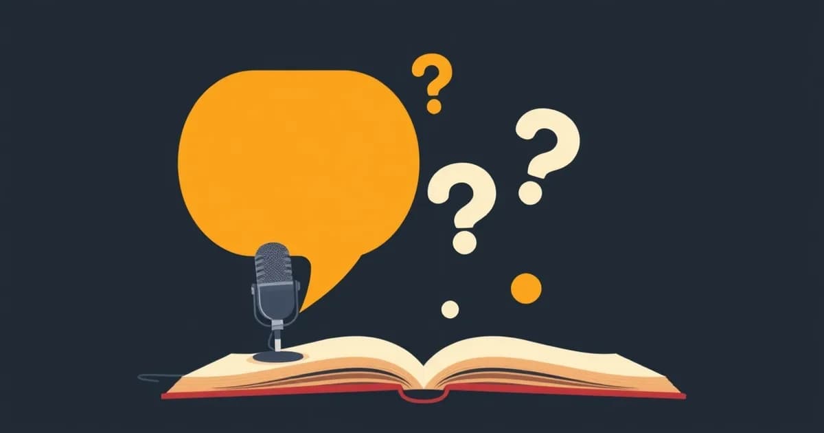 Illustration of punctuation marks floating from a speech bubble onto a page, for dictation punctuation commands.