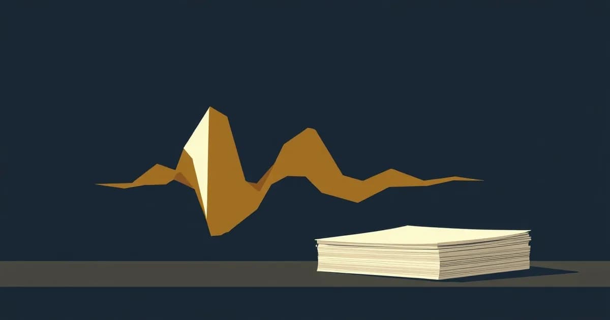 Illustration of a crystalline audio wave turning into printed pages, for a guide on transcribing lossless FLAC audio.