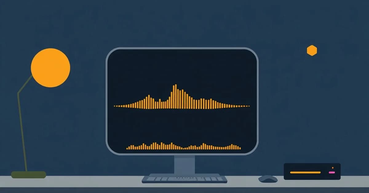 Illustration of a terminal window with a waveform on its input line, representing Linux speech to text tools.