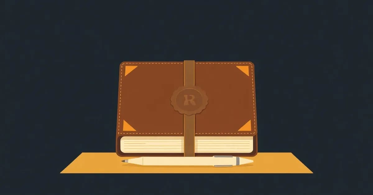 Illustration of a ribbon-tied ledger book with a wax seal, for a guide on how to take formal meeting minutes.
