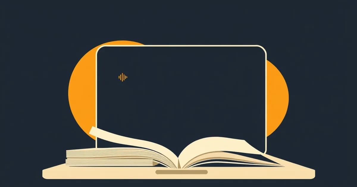 Illustration of a laptop window with a recording dot and pages beside it, for a guide on converting MOV files to text.