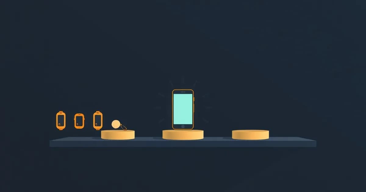 Illustration of a phone standing in a row of wearable recorders, representing Plaud alternatives that skip the hardware.