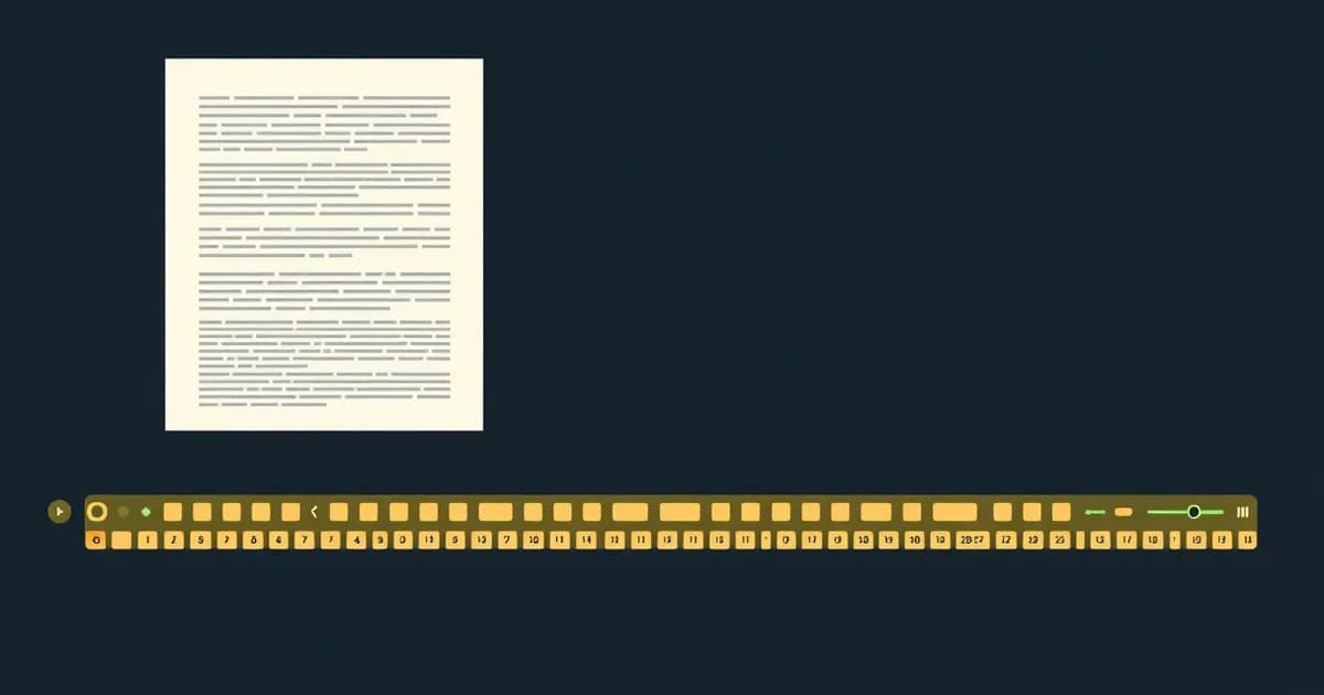 Illustration of a finished transcript page beside an editing timeline strip, comparing Rev and Descript.