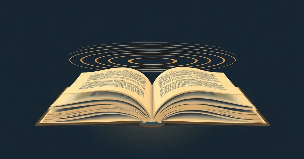 Illustration of an open book with sound wave ripples rising off the pages, for a guide to text to speech tools.