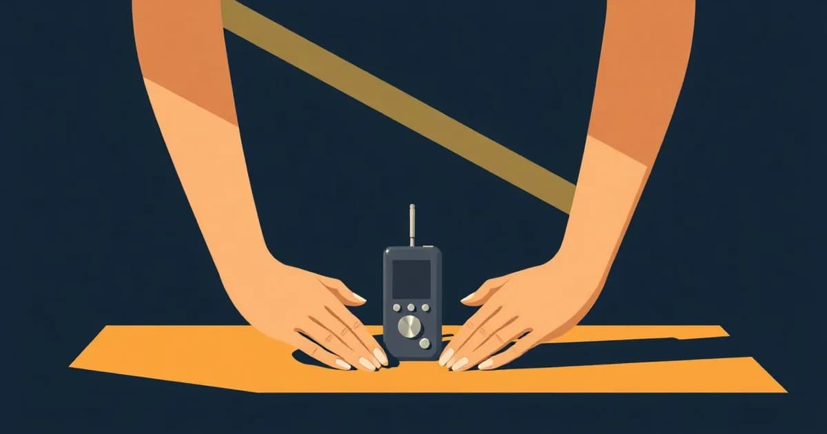 Illustration of two clasped hands beside a small recorder in warm light, for voice notes for caregivers.