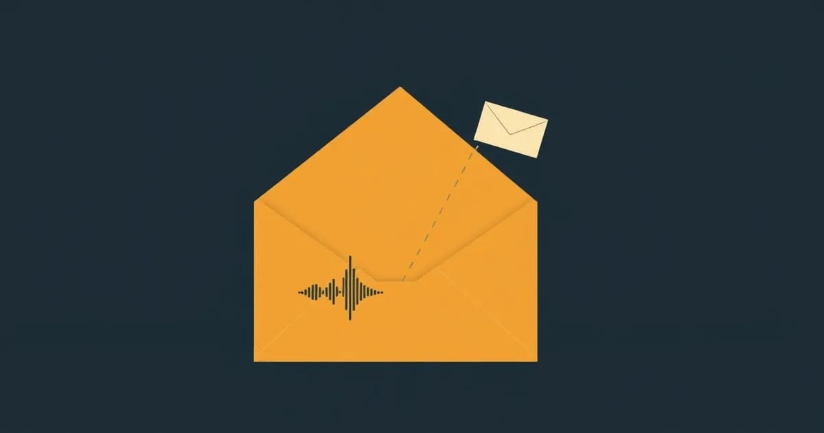 Illustration of an envelope with a sound wave on its flap, representing WhatsApp voice note transcription.