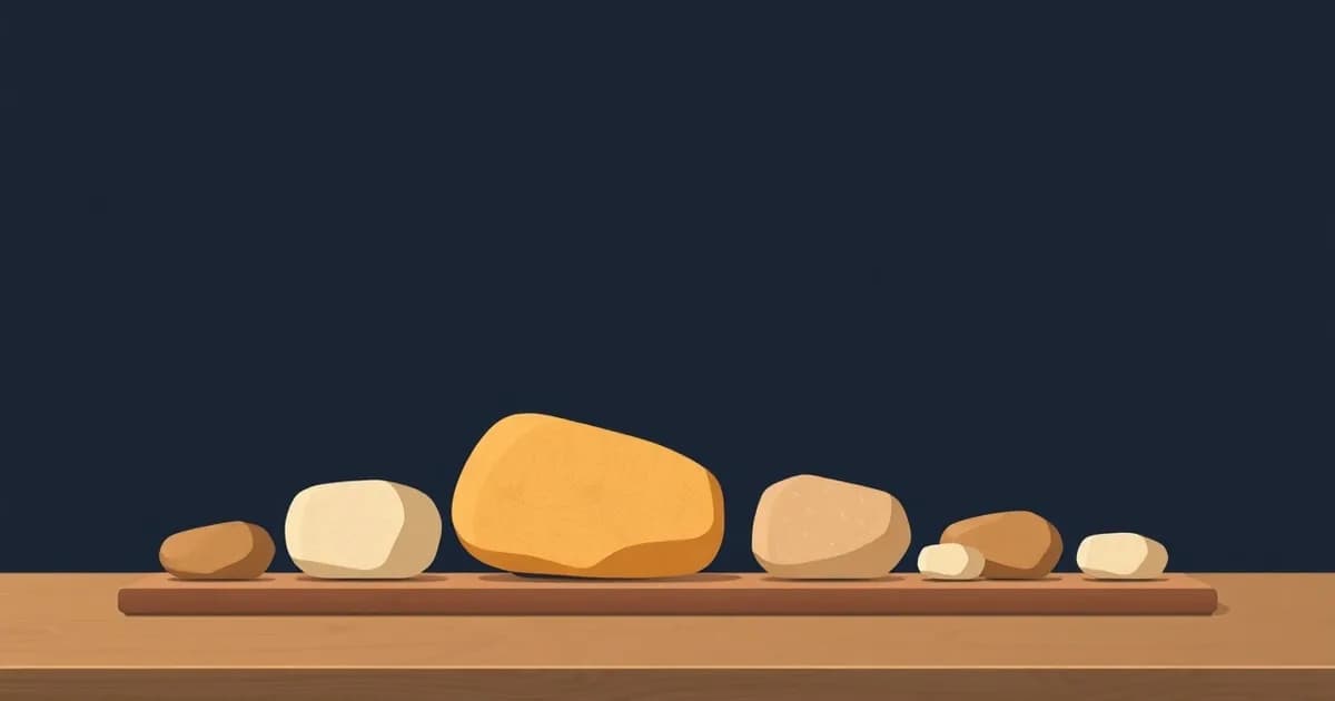 Illustration of nine stones in three sizes grouped on a desk, representing the 1-3-5 rule for tasks.