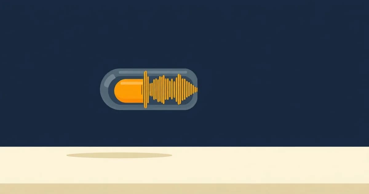 Illustration of a small sound-wave capsule nested inside a larger one, for a guide on converting AAC files to text.
