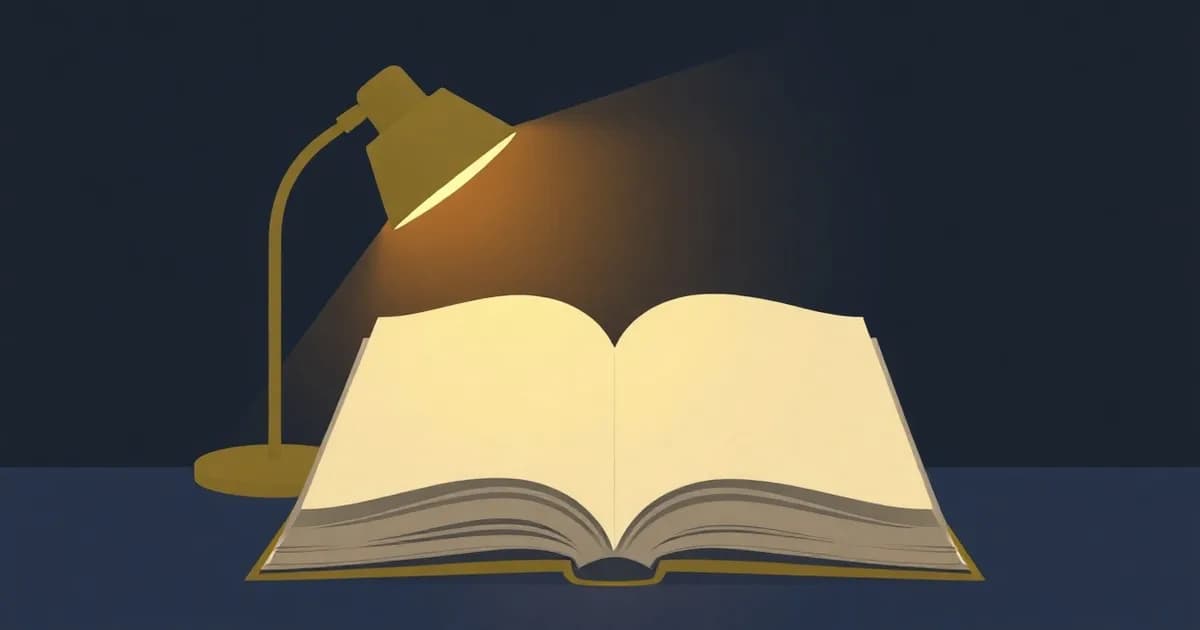 Illustration of an open journal lit by a glowing speech-bubble lamp, representing AI journaling apps.