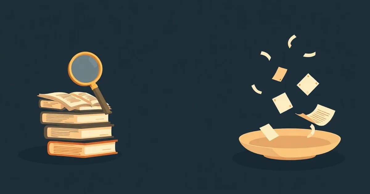 Illustration split between books and a tray catching notes, representing two ways to remember things.