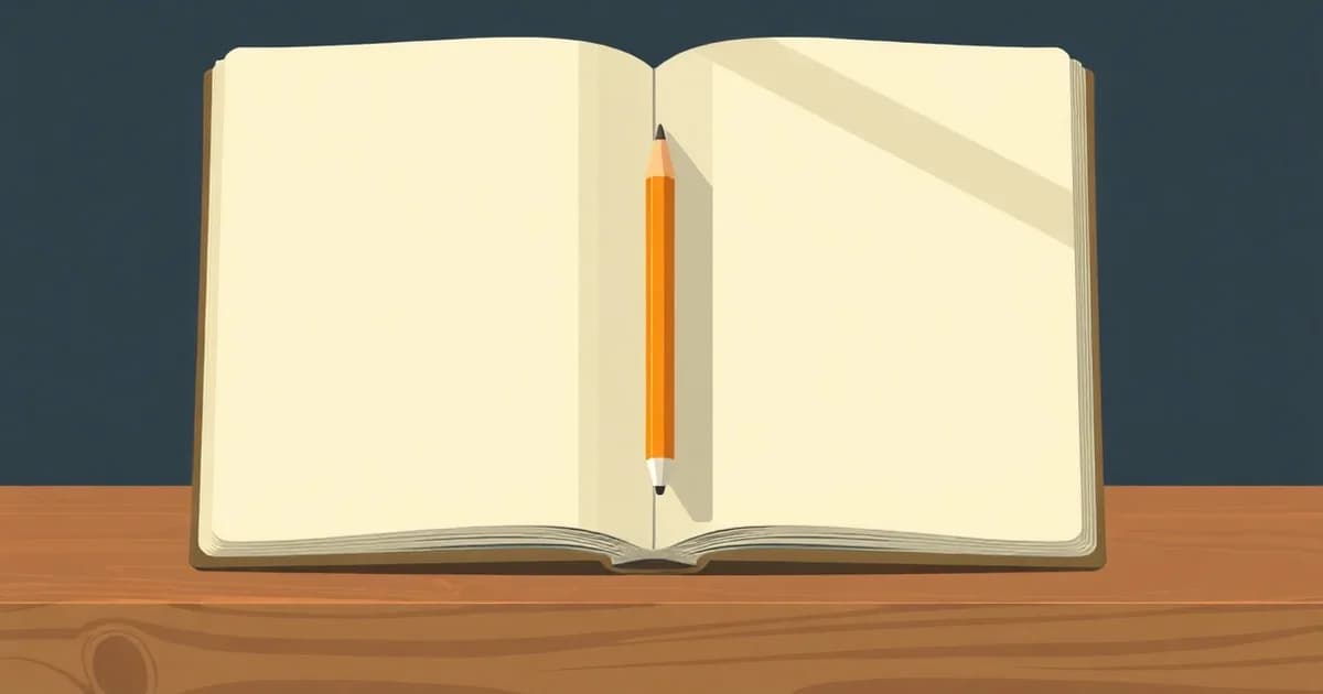 Illustration of a notebook split into a cue column and notes column on a desk, for a guide to taking lecture notes.