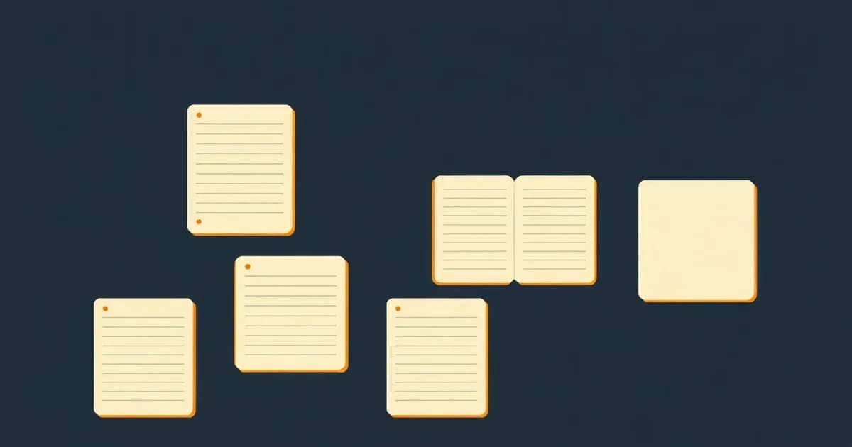 Illustration of six notebook pages each ruled differently, for a comparison of note-taking methods like Cornell.