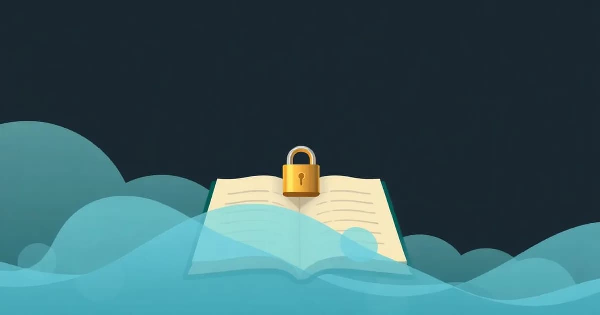 Illustration of a padlocked journal resting inside a translucent blue cloud, for a piece about online journals.