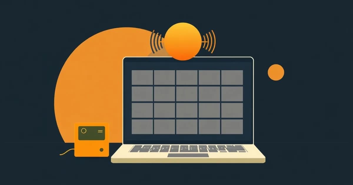 Illustration of a card-shaped recorder beside a hovering orb over a laptop video call, comparing Plaud and Otter.